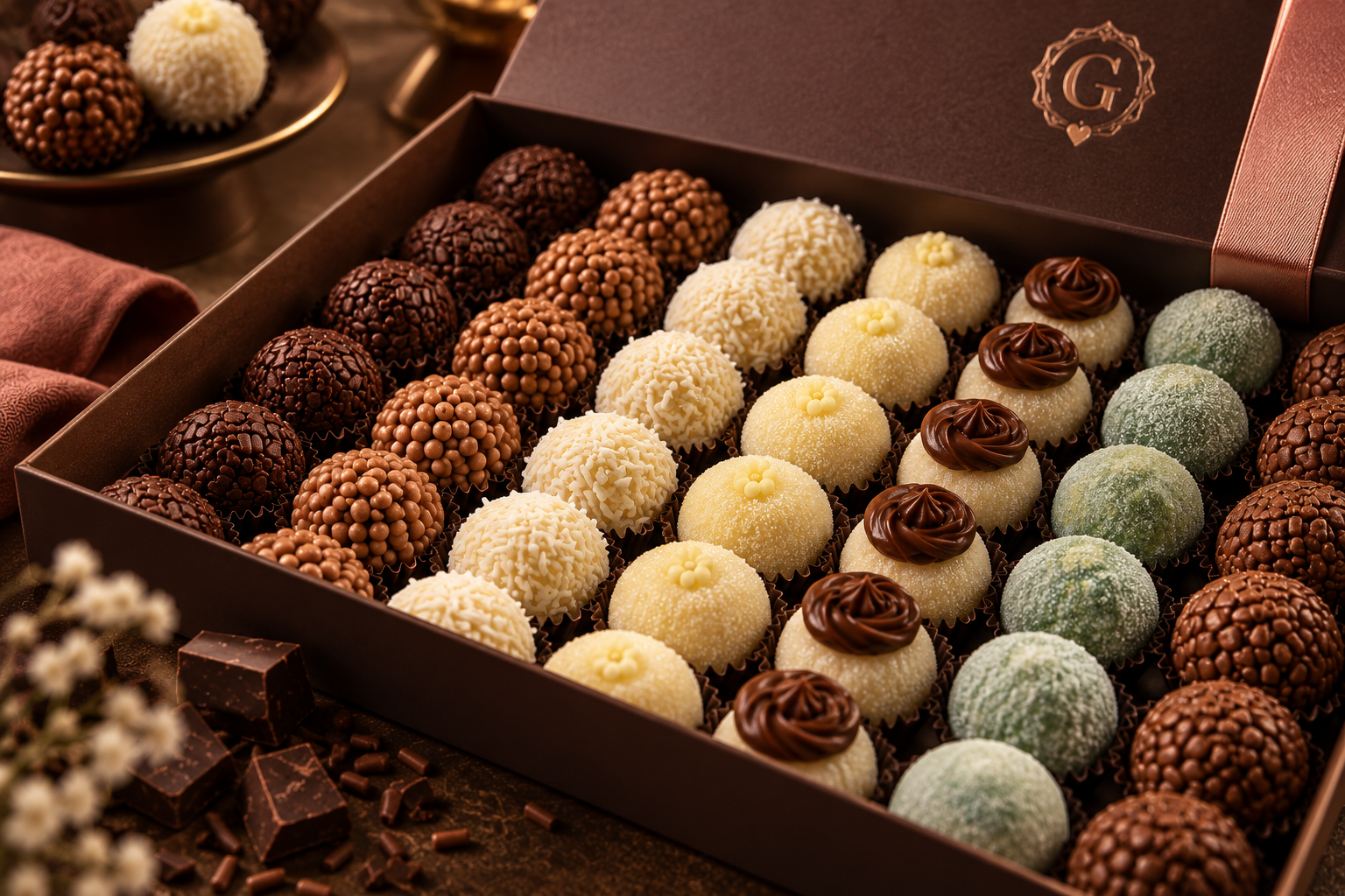 Variedade de brigadeiros para compartilhar